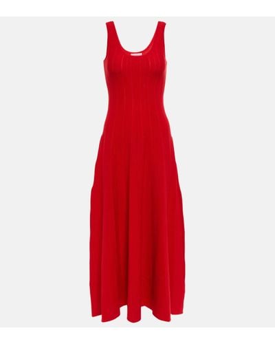 Gabriela Hearst Pleated Wool Maxi Dress - Red