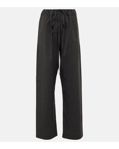 The Row Pantalon ample Argent en soie et coton - Gris