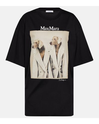 Max Mara Bedrucktes T-Shirt aus Baumwolle - Schwarz