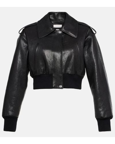 Alexander McQueen Cropped Leather Jacket - Black