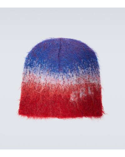 ERL Striped Mohair And Wool-blend Beanie - Red