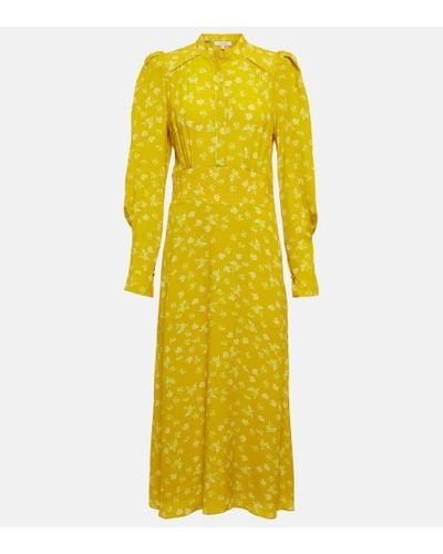 Dorothee Schumacher Eccentric Floral Silk-blend Midi Dress - Yellow