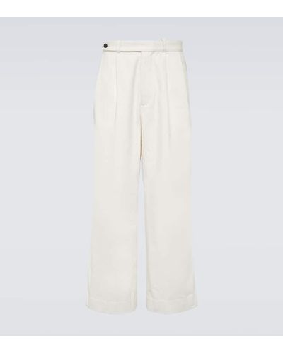 Bode Skunk Tail Cotton Wide-leg Pants - White