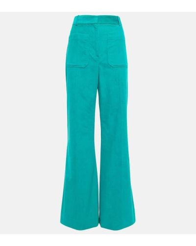Victoria Beckham Pantalones anchos Alina de pana - Azul