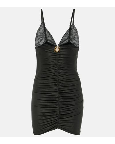 Alessandra Rich Laminated Jersey Minidress - Black