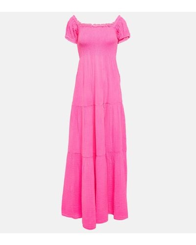 LoveShackFancy Alohl Smocked Cotton Maxi Dress - Pink