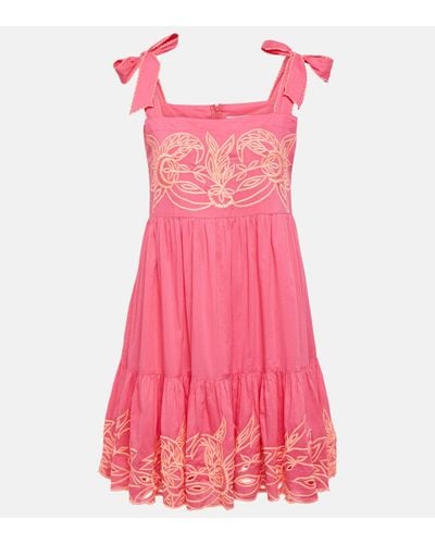 Juliet Dunn Colorblocked Cotton Minidress - Pink