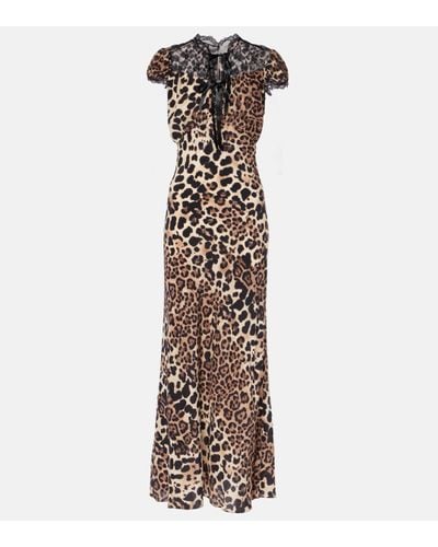 Rodarte Robe midi en soie a imprime leopard - Multicolore
