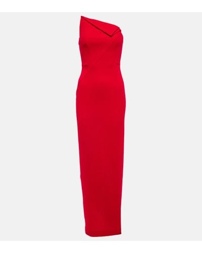 Roland Mouret Origami Strapless Wool Crepe Gown - Red