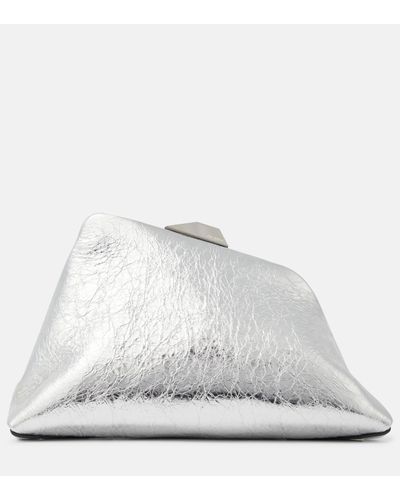 The Attico Le sac d'embrayage en cuir en argent attico - Blanc