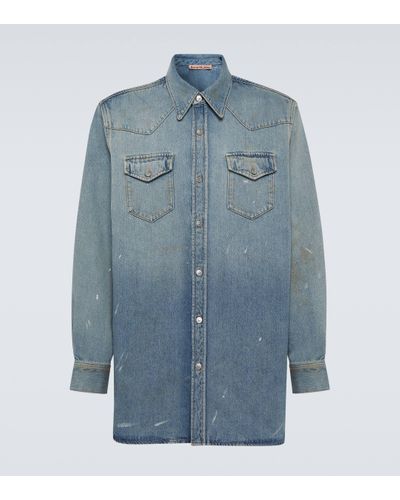 Acne Studios Distressed Denim Shirt - Blue