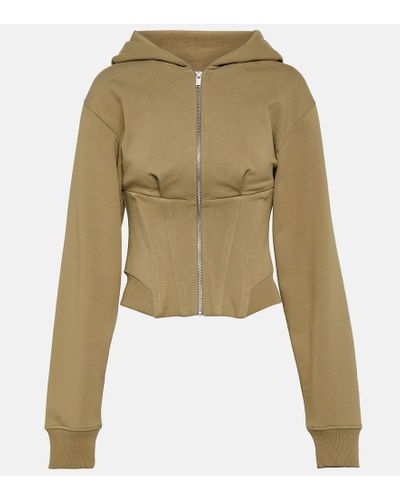 Dion Lee Layered Cotton Terry Hoodie - Green