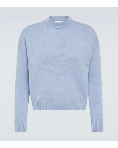 Ami Paris Cropped-Pullover aus Wolle und Kaschmir - Blau