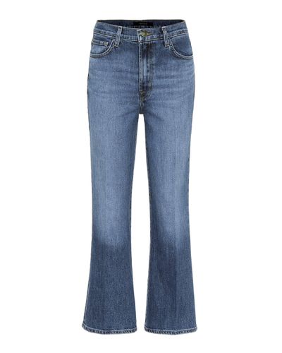 J Brand Jean flare Julia raccourci a taille haute - Bleu