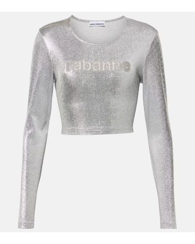 Rabanne Top cropped in lame - Grigio