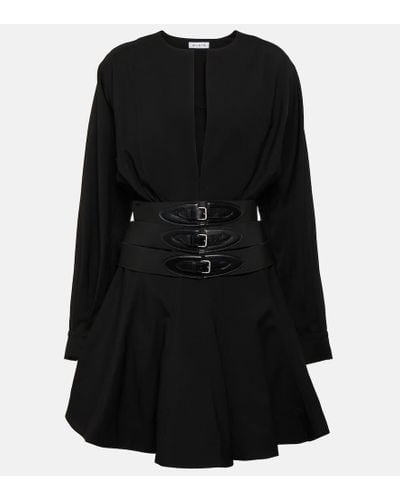 Alaïa Vestido corto de lana con cinturon - Negro