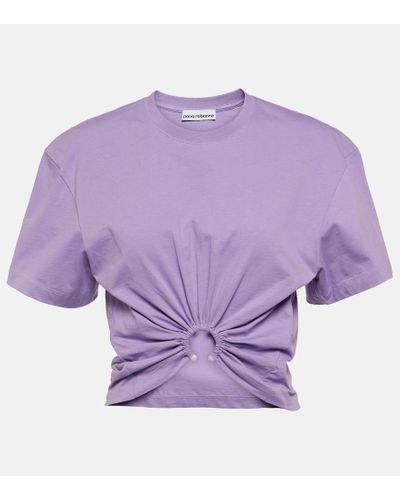 Rabanne T-shirt in jersey di cotone con logo - Viola