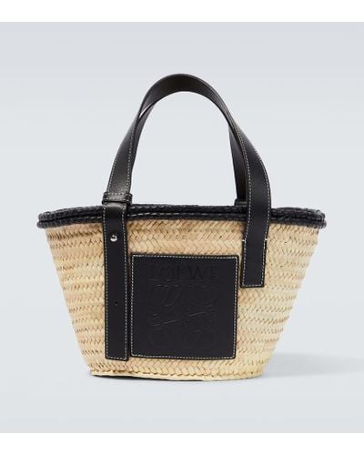 Loewe Paula's Ibiza Small Leather-trimmed Basket Bag - Black