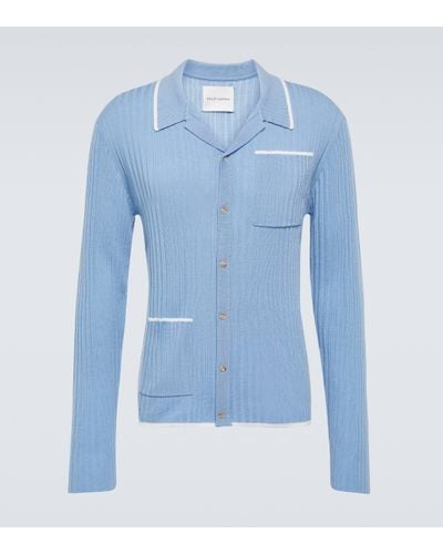 King & Tuckfield Striped Wool Shirt - Blue