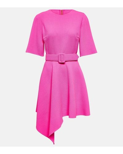 Oscar de la Renta Asymmetric Wool-blend Minidress - Pink
