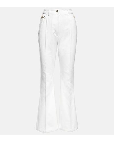 Patou Embellished High-rise Flared Jeans - White