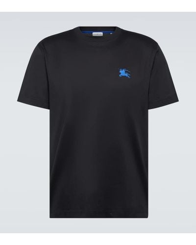 Burberry T-shirt in jersey di cotone con logo - Nero