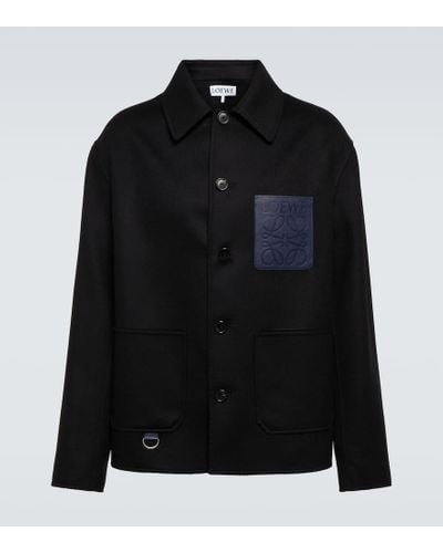 Loewe Workwear Jacket In Wool And Cashmere - Black