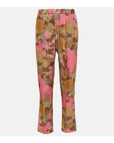 Dries Van Noten Pantalones ajustados de tiro medio - Rojo