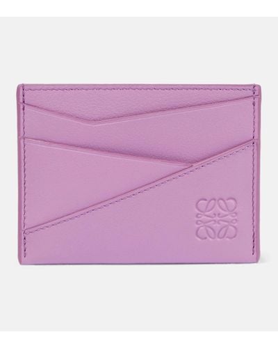 Loewe Puzzle Leather Card Holder - Purple