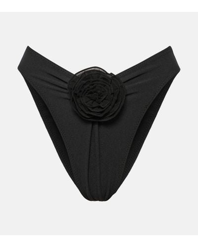 SAME Floral-applique High-rise Bikini Bottoms - Black