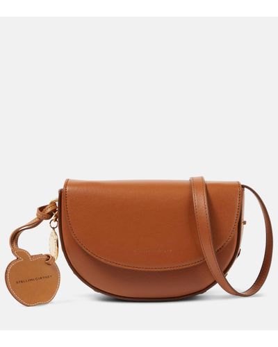 Stella McCartney Frayme Small Faux Leather Shoulder Bag - Brown
