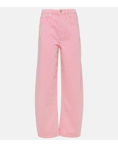 FRAME High-rise Barrel-leg Jeans - Pink