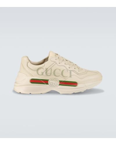 Gucci Rhyton Sneakers Aus Leder Mit Logoprint - Weiß