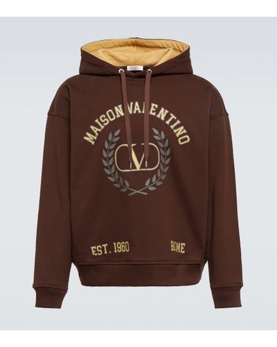 Valentino Logo Print Hoodie - Brown