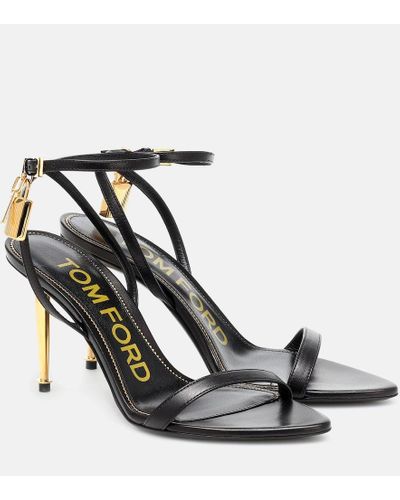 Tom Ford 85Mm Padlock Leather Sandals - Black