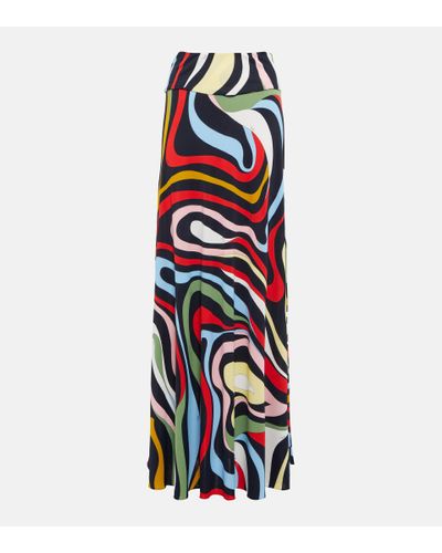 Emilio Pucci Printed Silk-blend Maxi Skirt - Red