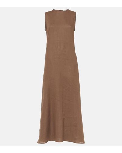 Asceno Tallin Linen Maxi Dress - Brown