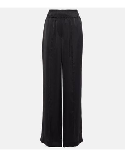 Brunello Cucinelli Pantalon ample en satin - Noir