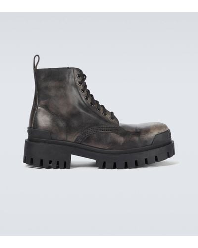 Balenciaga Strike Leather Boots - Black
