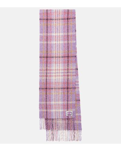 Acne Studios Checked Wool And Silk-blend Scarf - Purple