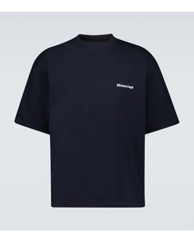 Balenciaga Camiseta de algodon con BB - Azul