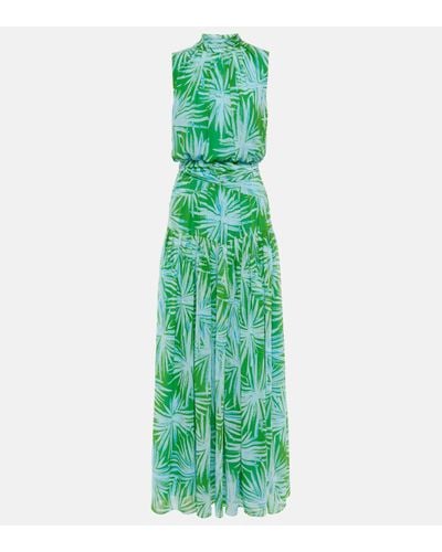 Diane von Furstenberg Menon Printed Draped Maxi Dress - Green