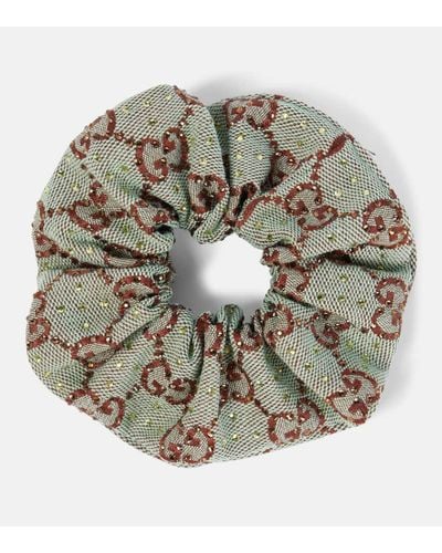 Gucci Embellished GG Canvas Scrunchie - Metallic