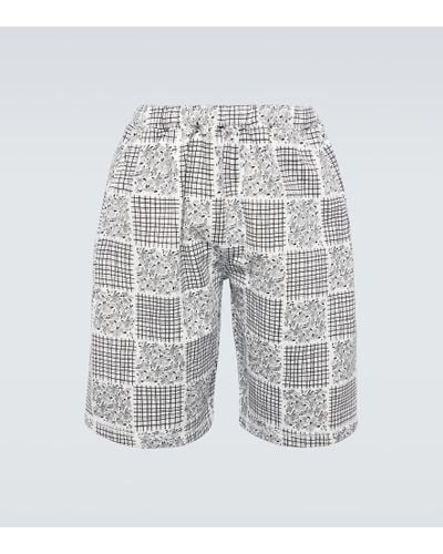 KENZO Patchwork Print Cotton Shorts - White