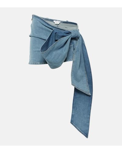 Blumarine Minifalda de denim con detalle de lazo - Azul