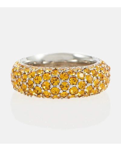 AMINA MUADDI Cameron Crystal-embellished Ring - Metallic