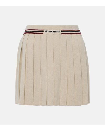 Miu Miu Minifalda de cachemir plisada - Neutro