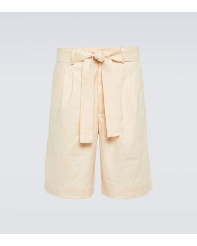 Commas Linen-blend Twill Bermuda Shorts - Natural