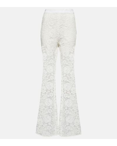 Self-Portrait High-rise Flared Lace Pants - White