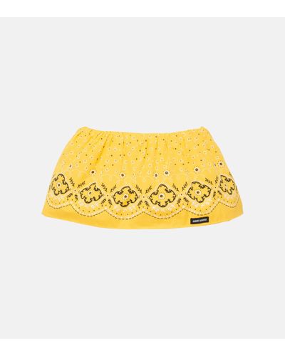 Miu Miu Bandana Low-rise Cotton Miniskirt - Yellow